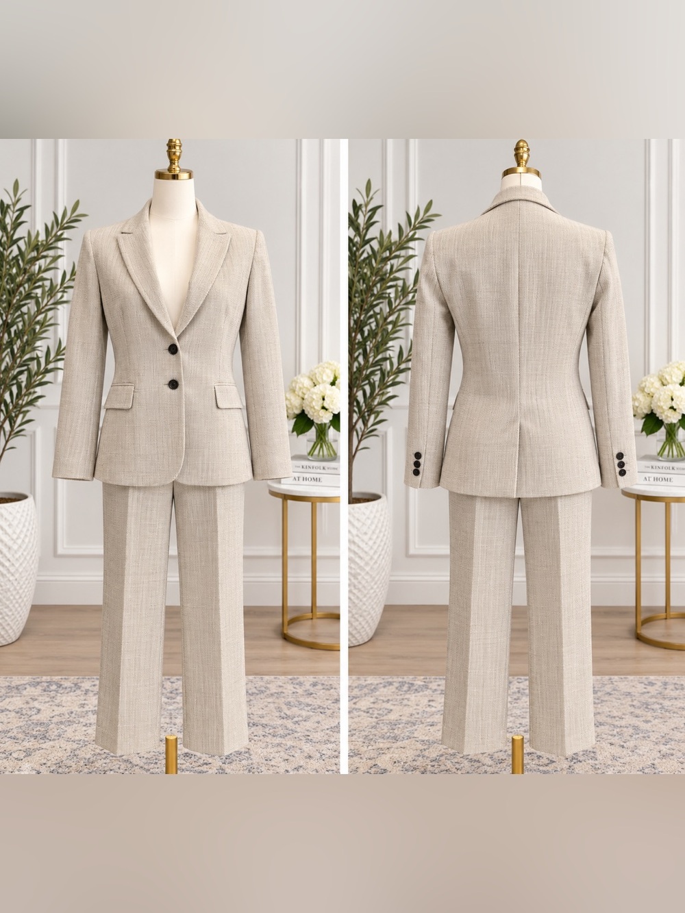 Tailored Cream Women's Suit Jacket & Pants Set